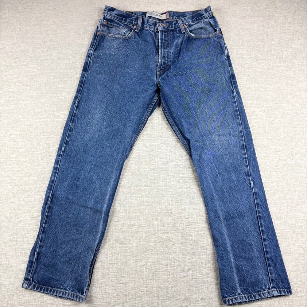 Levis 505 Mens 34x30 Light Distress Jeans Thigh Fade ** Vintage Style ** Denim